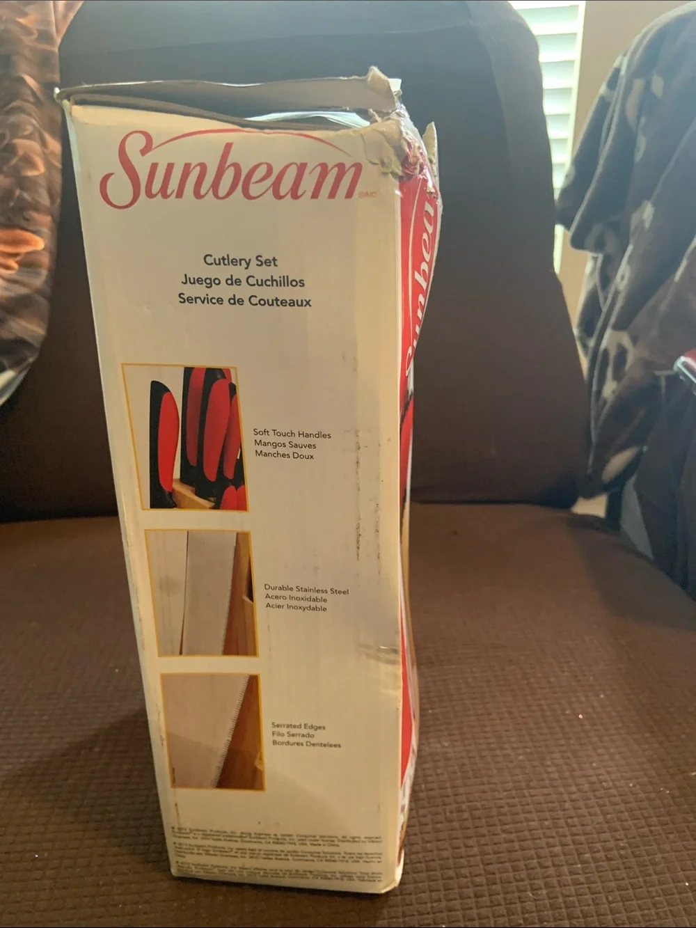 Sunbeam Red and Black 14-Piece Knife Block Set